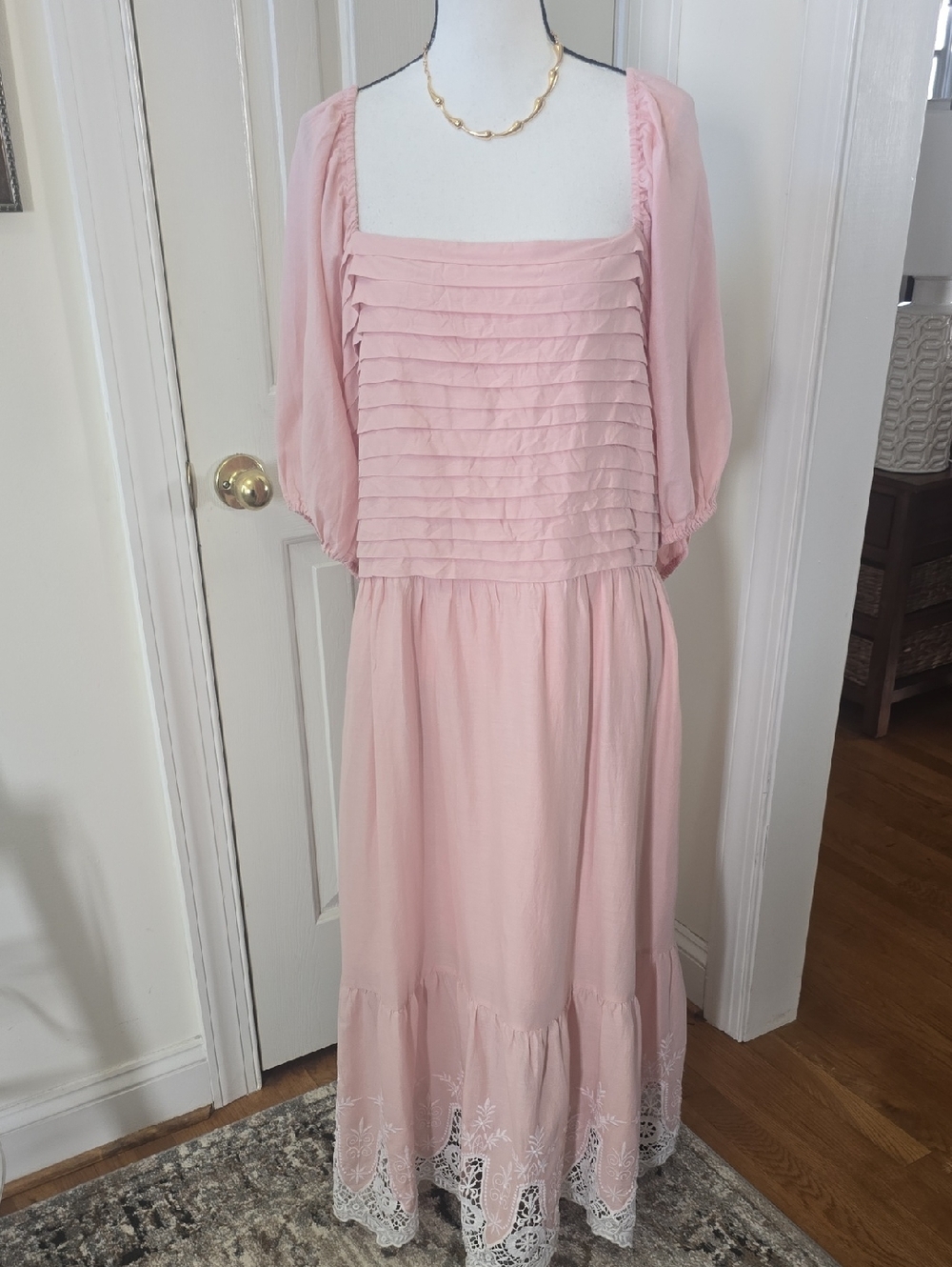 LC Lauren Conrad Women's Plus Light Pink Off-Shoulder Ruffle Bodice Dress 3X